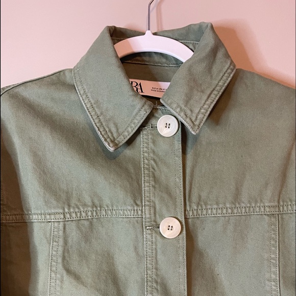 Zara army green denim jacket - Picture 2 of 14